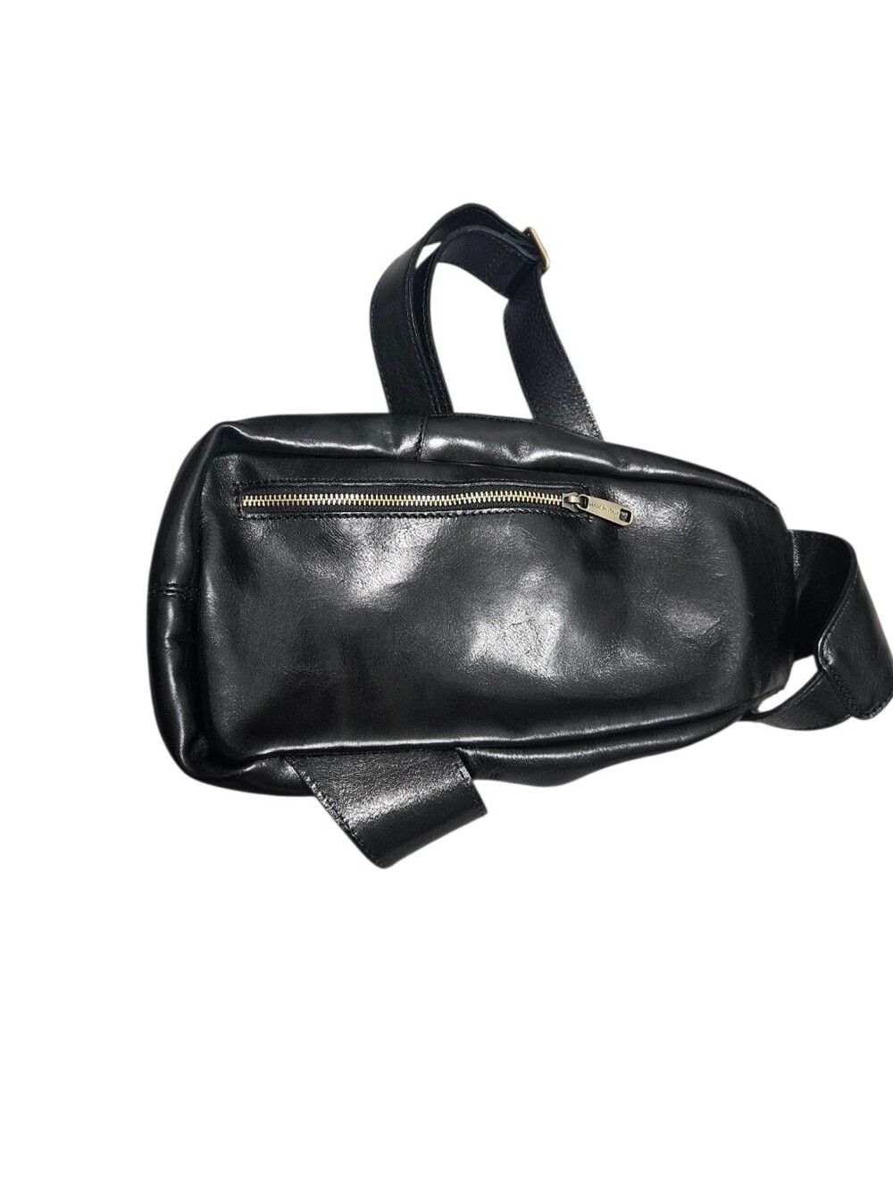 Made in Italy Black Leather Crossbody Sling Bag - Picture 5 of 7